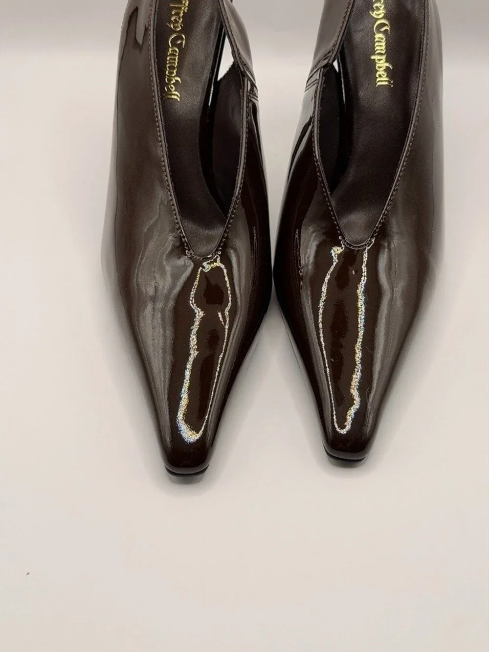 Jeffrey Campbell Women Brown Patent Leather Pointy Toe Slingback Pump Sz 8